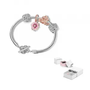 Pandora Браслет Moments с застежкой Barrel и цепочкой Snake в цвете Silver