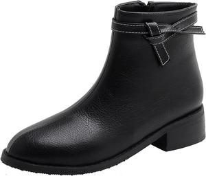 Женские повседневные ботильоны на низком каблуке с боковой молнией XIEPP, Black