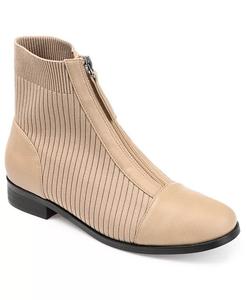 Женские трикотажные ботильоны Bexlie с застежкой-молнией спереди Journee Collection, коричневый/бежевый