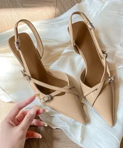 Туфли на каблуке с острым носком и ремешком сзади Aimoha - Select -, цвет Beige