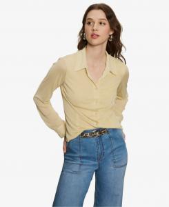 Женская приталенная рубашка из сетчатой ткани на пуговицах Sanctuary, Buttercream