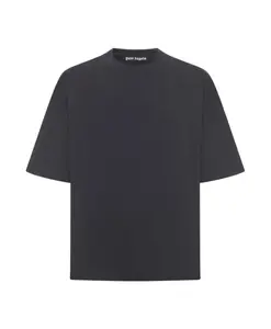 Футболка со свободным воротником и изогнутым логотипом Palm Angels, черный