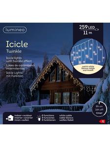 Lumineo Светодиодная гирлянда ICICLE TWINKLE 259, 11 м, белый кабель, теплый белый свет