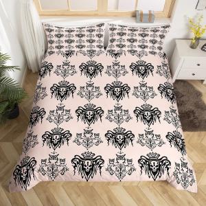 Erosebridal Комплект постельного белья Halloween Decor с античным барочным принтом черепов и сов в дамасском стиле, светло-розовый с костями скелетов, Light Pink