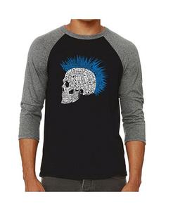 Мужская футболка реглан Word Art в стиле панк-ирокез LA Pop Art, серый