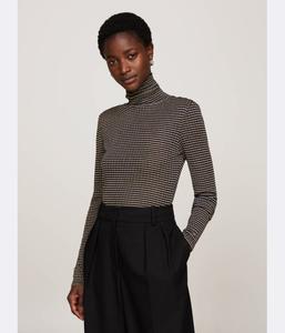 Водолазка женская Tommy Hilfiger из вискозы в полоску, черно-золотой