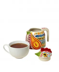 Чайник из майолики с изображением петуха, расписанный вручную Uncommon Goods, Rooster