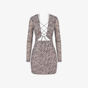 Мини-Платье Phantom с графическим принтом и кружевом спереди из эластичной сетки Mistress Rocks, красный