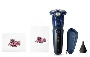 Роторная бритва S7399 из нержавеющей стали с тремя лезвиями, полностью моющаяся, обеспечивает ощущение комфорта для кожи, не требует прикосновения Philips, s7399 темный синий exclusive box