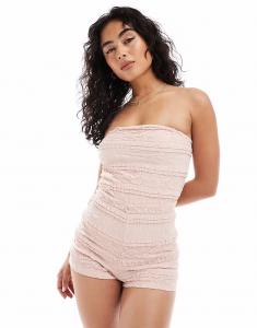 Мисс Селфридж комбинезон-бандо с оборками бледно-розового цвета Miss Selfridge