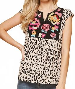 Вышитый топ в леопардовом принте ANDREE BY UNIT