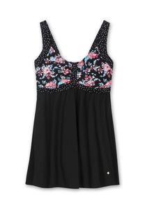 Купальник в комбинированном узоре с интегрированными трусиками Sheego, черный