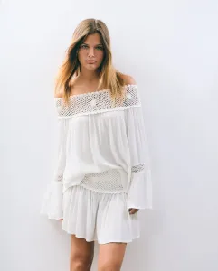 Женская блузка с вырезом и кружевными деталями Brownie, белый