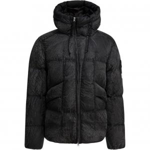 Stone Island Мужская пуховая куртка с капюшоном, черная, средней высоты