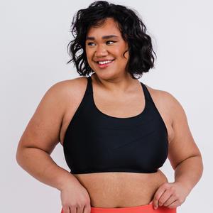 Женский бюстгальтер для плавания с вырезом-борцовкой Calypsa, черный