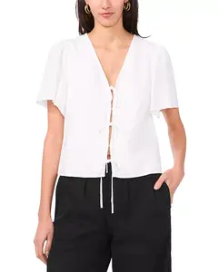 Топ с коротким рукавом и завязкой спереди 1.State, белый