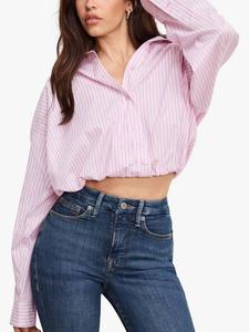 Полосатая пузырчатая рубашка из поплина с хлопком Good American, Pink