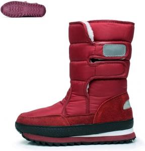 Женские зимние снежные ботинки, утепленные мехом, противоскользящие, водонепроницаемые, легкие, теплые модные ботинки до середины голени SkiPdrDa, Red 9.5