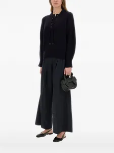 Ребристый свитер со шнуровкой MAX MARA, синий