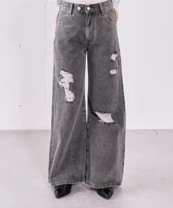 Потертые джинсы-клеш с кружевной отделкой Archives, цвет Gray