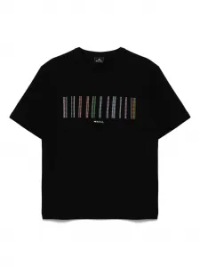 Футболка из хлопка с принтом в полоску PS Paul Smith, черный