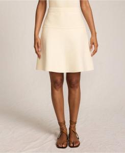 Женский тонкий хлопковый свитер, юбка-солнце выше колена Lands' End, Fresh ivory