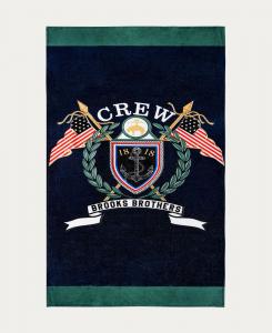 Пляжное полотенце из турецкого хлопка с логотипом и гербом, 94 см x 184 см Brooks Brothers, темно-синий