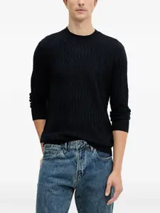 Джемпер с узором и круглым вырезом Armani Exchange, синий