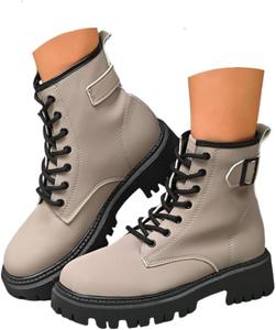 Женские водонепроницаемые походные ботинки Комфортные для ходьбы Повседневные с шнуровкой Низкий каблук Осенние ботинки Женские ретро Противоскользящие Уличные Легкие укороченные ботильоны Элегантная нарядная обувь Generic, Grey