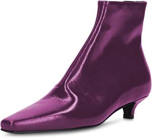 Женские ботильоны FSJ с закрытым носком, квадратным каблуком, низким мини-каблуком, боковой молнией, модные короткие ботинки, удобная обувь для вечеринок и выпускного, размеры 4-16 US, Purple