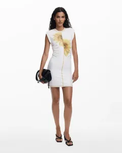 Короткое платье подсолнух Desigual, белый