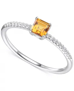 Кольцо с голубым топазом (3/8 карата tw) и бриллиантом (1/20 карата tw) из стерлингового серебра (также с цитрином и аметистом) Macy'S, citrine