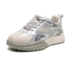 Низкие массивные кроссовки женские серебристые HUANAI, Silver