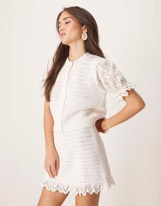 Белый кардиган с интересным узором и ткаными рукавами Asos Design