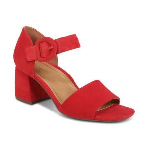 Women's Chardonnay Hook And Loop Pump Sandal In Red Suede Leather Vionic