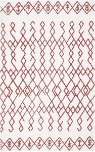 Ковер SAFAVIEH, 77 x 122 см, Cedar Brook Collection, Ivory & Rust, ручной работы, марокканский бохо из хлопка, идеально для помещений с высокой проходимостью: прихожая, гостиная, спальня (CDR501D)
