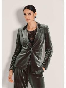 MADELEINE Элегантный бархатный блейзер с широкими лацками свинцово-серого цвета