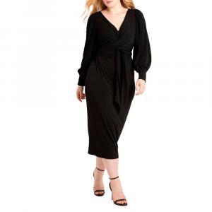 Женское платье миди Eloquii больших размеров с перекрестным передом ELOQUII, цвет Totally Black