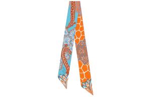 Шелковый шарф Twilly Женский Оранжевый Синий Многоцветный HERMES