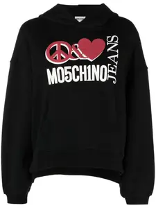 Худи оверсайз с логотипом MOSCHINO JEANS, черный