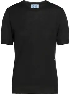 Шерстяной джемпер с вышитым логотипом Prada, черный