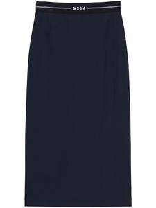 MSGM юбка миди с логотипом, синий