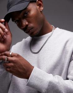 Толстовка премиум-класса из плотной ткани оверсайз серого меланжевого цвета Topman