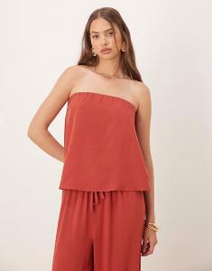 Топ-бандо трапеция из льняной смеси ASOS DESIGN кирпично-красного цвета