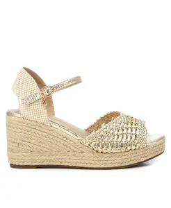 Женские сандалии на клиновидной подошве из рафии XTI, золотой