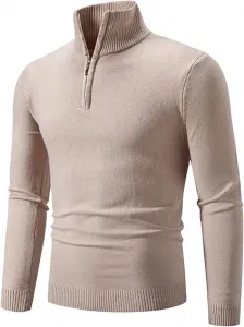 Мужской свитер с воротником стойкой и длинными рукавами, облегающий, легкий, для осени и зимы