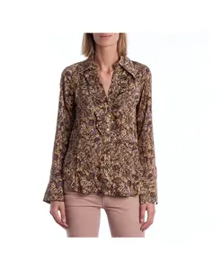 Рубашка с длинными рукавами и абстрактным цветочным принтом Zadig & Voltaire, коричневый