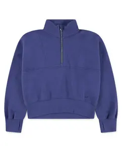 Фирменный четвертной свитер на молнии для девочек Abercrombie, синий