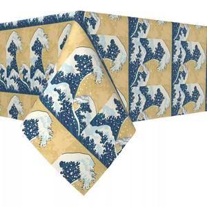 Прямоугольная скатерть, 100% хлопок, 60х120 дюймов, японская волнистая роспись.