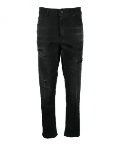 Эластичные джинсы из смесовой хлопковой ткани Dondup, черный